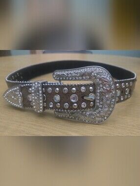 Blazin Roxx Brown Belt with Crystal-Stud Western Buckle